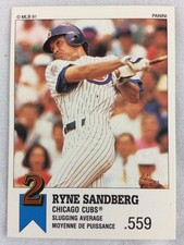 1991 Panini Canadian Top 15 Baseball Sticker-Ryne Sandberg, Chicago Cubs