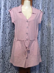 New Derek Heart Pink V- Neck Romper Size Medium - Picture 1 of 7