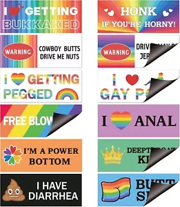 12pcs Funny Gay Lgbt Prank Bumper Stickers Rainbow Car Magnetic Bumper. - Picture 1 of 6