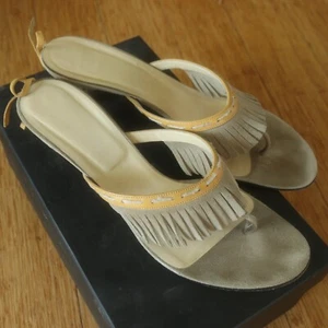 Dolce & Gabbana Gamuza Cuero Flecos Tostado/Beige Tacones Talla 40 - Imagen 1 de 9