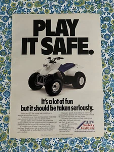 Vintage 1988 ATV Safety Institute Print Ad Play It Safe - Picture 1 of 7