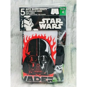 Disney Star Wars Boys Boxer Briefs Size 4 Darth Vader Stormtroopers 5 Pairs - Picture 1 of 6