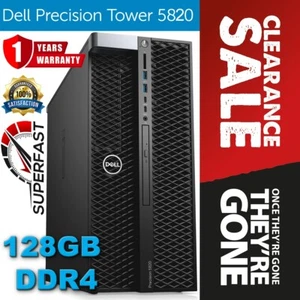 DELL 5820 3.60GHz Xeon W-2133 128GB DDR4 2TB SSD+4TB SATA HD Nvidia Quadro K2200 - Picture 1 of 14