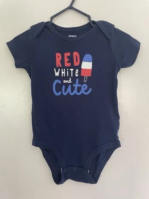 Body Carters Bebé Niño Niña Rojo Blanco y Lindo Patriótico Manga Corta Azul Marino 9M Foto 1 de 4
