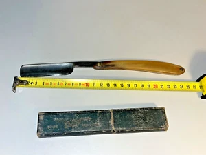 Rasoir coupe choux Ancien Solingen en corne L : 25 cm + étui d'origine - Imagen 1 de 7