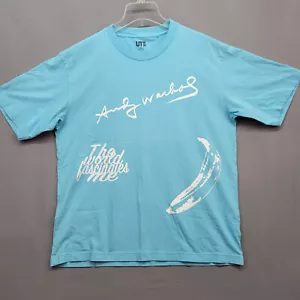 Uniqlo UT Andy Worhol "The World Fascinates Me" Short Sleeve T Shirt Medium Blue - Picture 1 of 12