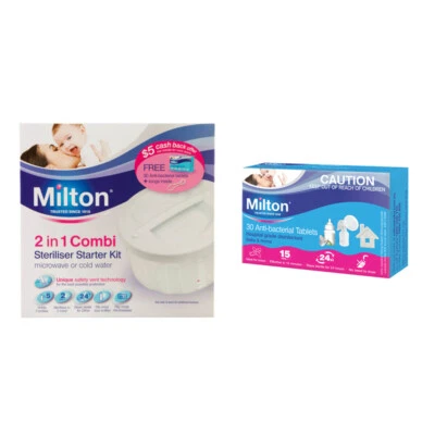 Milton Combi Baby Bottle Steriliser & 60pc Anti-Bacterial Cleaning Tablets Combo - image 1 of 3