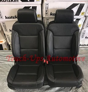2019-2020 Chevrolet Tahoe KATZKIN Black Silver Leather Seat Covers Kit NEW 3 row - Picture 1 of 12