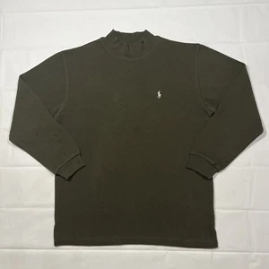 Vtg Polo Ralph Lauren Sweatshirt Pullover Ribbed Mock Neck Green Men’s Large - Picture 1 of 10