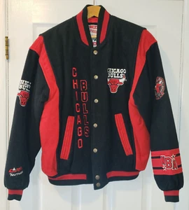 Vintage 90s Nutmeg NBA Chicago Bulls Men's Wool Jacket Size Large Made in Korea - Picture 1 of 12