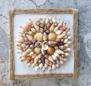 Conchiglie di mare fatte a mano artigianato artistico su tela - Foto 1 di 3