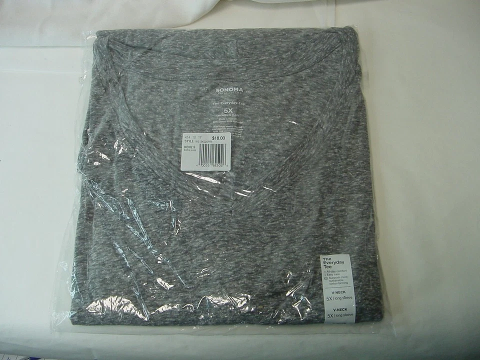 Nova com etiquetas - camiseta Kohl's Sonoma gola V manga longa diária - feminina tamanho 5X - Imagem 1 de 4