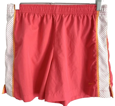 Pantalones Cortos Atléticos Nike Para Mujer Coral Naranja Blanco Talla Pequeña Cintura Elástica con Cordón Foto 1 de 4