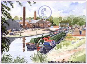 BLACK COUNTRY MUSEUM CANAL DUDLEY WEST MIDS ARTISTS PRINT GREETINGS CARD 8"x 6" - Picture 1 of 1