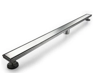 72-Inch Linear Shower Drain 2-in-1 Flat & Tile Insert Cover, Stainless Steel - Picture 1 of 12