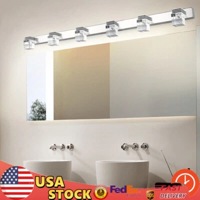 Moderno tocador de baño de 6 cabezales LED cristal espejo luz lámpara de pared frontal accesorio Foto 1 de 4