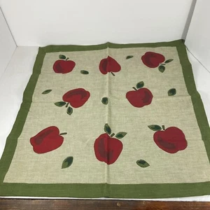 4 Äpfel & Blätter Tuch Serviette hellbraun grün rot 100 % Baumwolle Lehrer Herbst Picknick - Bild 1 von 7