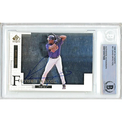 David Ortiz Signed 1998 SP Authentic Foil #21 Card AUTO RC Beckett Slab MN Twins - Image 1 of 4