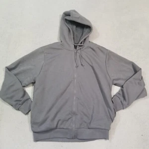 Forever 21 Hoodie Hoodie Mens Large Gray Sweatshirt Sherpa Lined Fleece Casual - Picture 1 of 17
