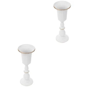 Set of 2 Iron Flower Pot Office Vase for Home Decor Table Vases Flowers - Picture 1 of 12