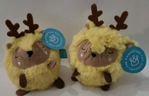 2- Manhattan Toy Company Reindeer Squeezmeez Squeezable Stuffed Animals Plush 6" - Picture 1 of 12