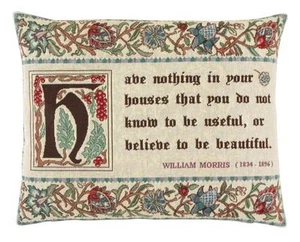 Hines of Oxford William Morris Quote Tapestry Cushion 15" x 19" Made in England - Picture 1 of 3