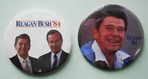 2 botones vintage grandes Reagan-Bush 84 Pinback - Imagen 1 de 4