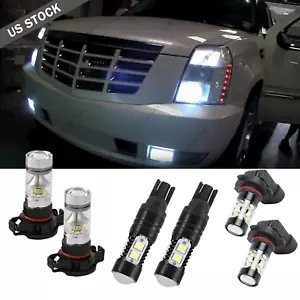 6x White LED For 2007-14 Cadillac Escalade Fog Driving DRL Light Bulbs Combo Kit - Foto 1 di 12