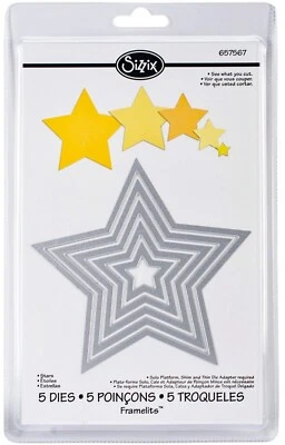 Sizzix Framelits Stars 5pc set #657567 Retail $22.99 5 perfect stars - Image 1 of 4