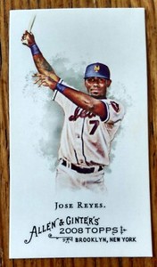 JOSE REYES, 2008 TOPS ALLEN & GINTER'S #90 MINI CARD, METS