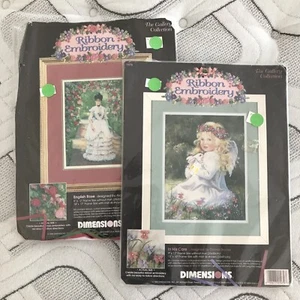 Dimensions Ribbon Embriodery Kits 1995 1479 and 1454 Started Lot of 2 - Picture 1 of 8