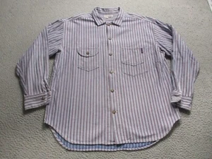 Vintage Guess Shirt Mens Extra Large Blue Striped Made In USA Y2K Hip Hop - Picture 1 of 12