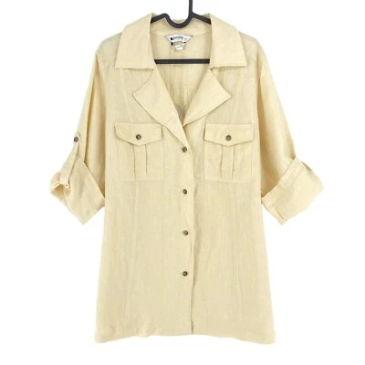 Chemise En Lin 100% Marron Clair Taille EU 42 UK 14 US 12 - Photo 1/4