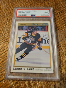 Jaromir Jagr 1991 O-Pee-Chee Premier Hockey Card PSA 9 Mint #24 Penguins 