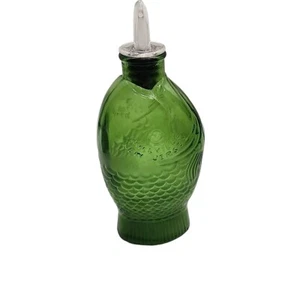 Vintage Doctor Fisch's Bitters Green Glass Fish Bottle Millville New Jersey Vase - Picture 1 of 6