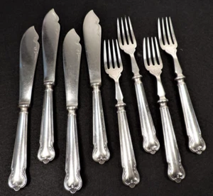 4 RODGERS SILVERPLATE FISH KNIFE / FORK SETS - Picture 1 of 7