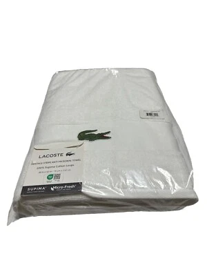Toalla de baño de algodón LACOSTE Home Heritage antimicrobiana Supima 30 x 54 inc. blanca Foto 1 de 4