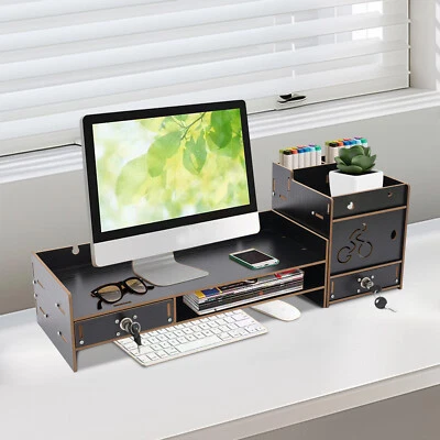 Desktop Monitor Stand Monitor Stand Organizer Computer Monitor Riser w/ Drawer - Bild 1 von 4