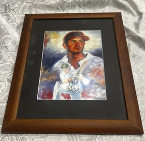 Ricky Ponting  Art Portrait Painting Print Signed Framed Australian Test Cricket - Picture 1 of 12
