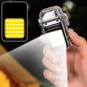 Flash Electric Plasma Rechargeable Flameless Arc Lighter USB Double Touch Sensor - Picture 1 of 9