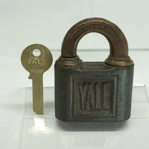 Candado de latón antiguo marca Yale & Towne, llave de vástago en blanco incluida, cerrajero - Imagen 1 de 11