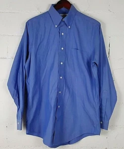 Brooks Brothers Camicia Uomo Taglia 15 35 Bottoni Blu Lucido Non Ferro Carriera - Foto 1 di 9