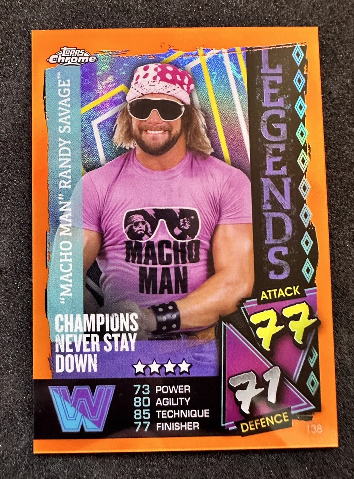 2021 Topps Chrome Slam Attax WWE Macho Man Randy Savage “Orange” #/25 - Image 1 of 2