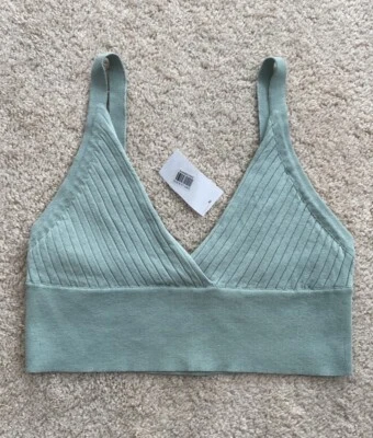 Top corto Double Zero Deep V talla L verde salvia nuevo con etiquetas Foto 1 de 4