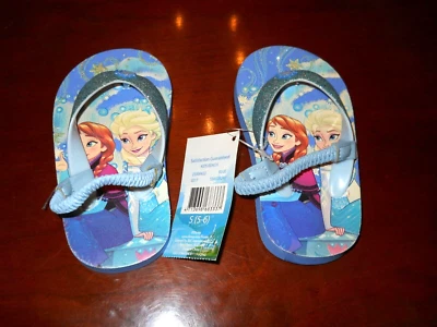 Frozen Elsa Anna Toddler Flip Flops w/Elastic Strap Size 5/6 NWT - Image 1 of 3