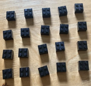 Lego 20 Black Bricks Building Blocks 2 x 2 Stud Parts-Washed - Picture 1 of 1