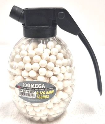 HAND GRENADE 760 ROUNDS 6mm .12g AIRSOFT BBs OMEGA ITEM #6 WHITE - Image 1 of 2