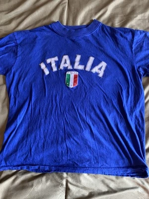 Camiseta Vintage Rocco Italia Azul con Escudo Bandera Italiana Talla L Foto 1 de 4