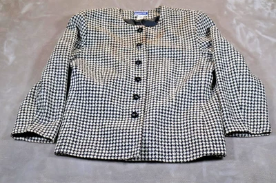 Chaqueta Pendleton para mujer 18 negra blanca pata de gallo tweed mezcla de lana hecha en EE. UU. Foto 1 de 4
