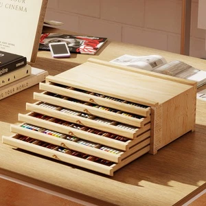 6-Drawer Artist Supply Storage Box Portable Wood Artist Tool & Brush Storage Box - Picture 1 of 15